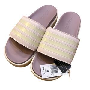adidas Women's Adilette Platform Slide Sandals Mauve/Fig/White Size 9 IF1620 New